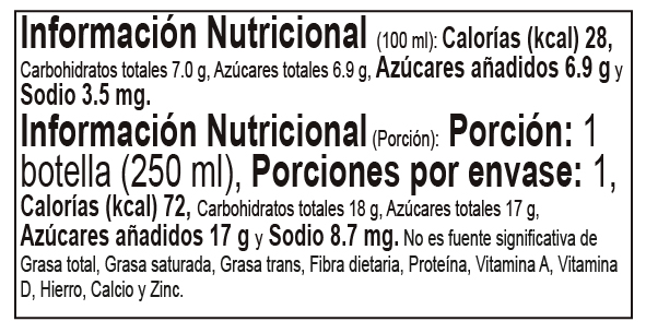 Tabla nutricional