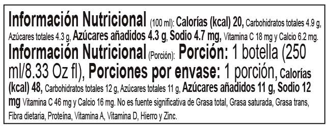 Tabla nutricional